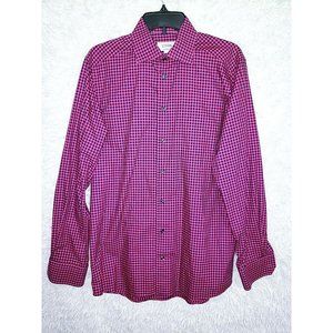 Mens Eton Contemporary Long Sleeve Plaid Button Up Shirt Size 40 x 15 3/4 Medium
